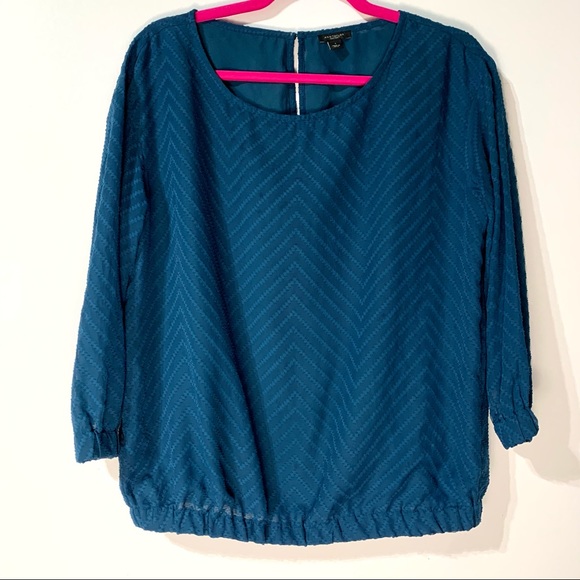 Ann Taylor Factory Textured Blouse Sheer Sleeves S - Picture 2 of 8
